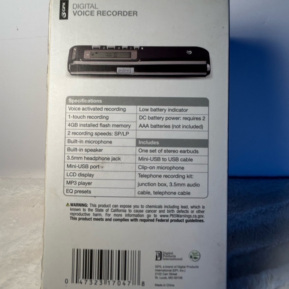 New GPX Black Digital Voice Recorder with 4GB Storage - Picture 3 of 8